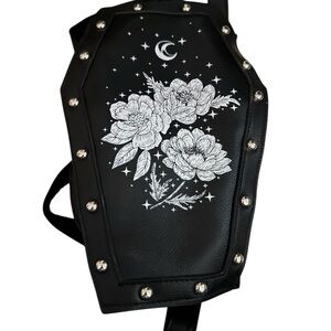 Black  coffin shape with Floral Studded Women's Bag